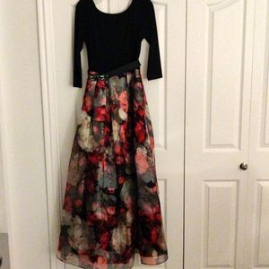 Black Floral Evening Gown